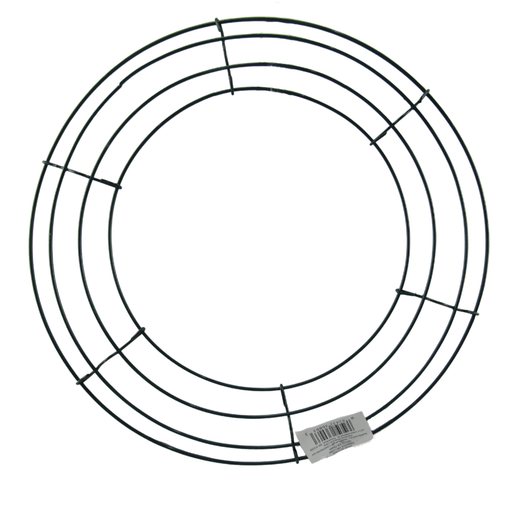 The 14 Box Wreath Frame Bundle of 10 (36004) features a round green frame with four concentric rings connected by crossbars and comes with a small barcode label on the bottom. The product is shown against a white background.