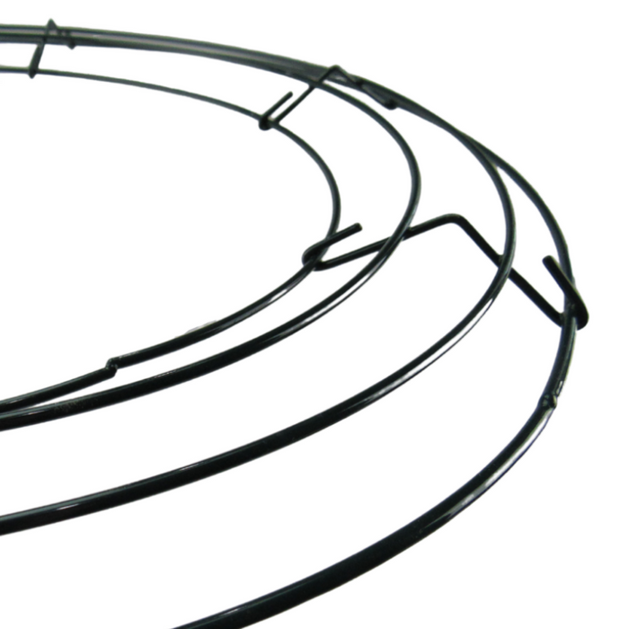 Close-up of three overlapping metal rings with hooks from the 14 Box Wreath Frame Bundle of 10 (36004), shown against a white background.
