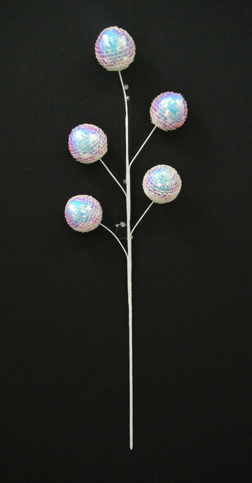 27.5" White Sequin Ball Spray 40240-WT