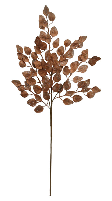 The 32 Long Red and Copper Metallic Birch Spray 64386-RDCOPPER features a tree branch design with multiple metallic red and copper leaves, perfect as decorative wall art, shown against a plain white background.