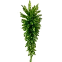 Introducing the 30" Metallic Green Teardrop DCTD3A91GN, an artificial Christmas swag featuring dense, pointed evergreen branches with a metallic green finish, perfectly designed to hang elegantly in a vertical position.