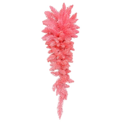 The 30 Peach Pink Teardrop Form DCTD5133PHPK features dense, fluffy branches in a cascading teardrop shape, creating a vibrant artificial Christmas decoration against a white background.