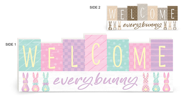21"L Pastel Natural Double-Sided Welcome Every Bunny HE7386