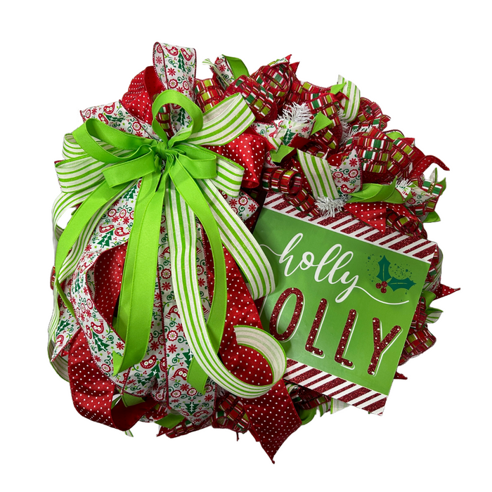Holly Jolly Completed Mesh Wreath