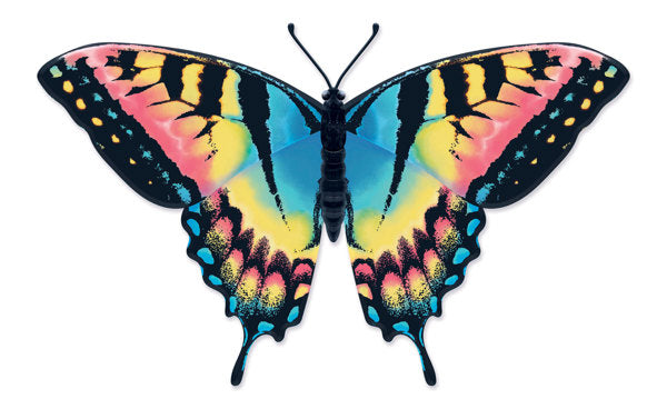 13.5"L Blue Pink Yellow Black Metal Embossed Butterfly Sign MD1363H1