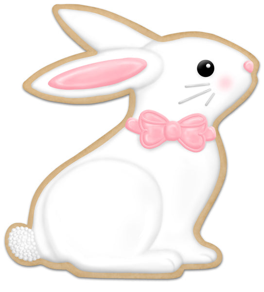 12"H X 11.2" L White Pink Lt Brown Black Metal Cookie Bunny Sign MD154227