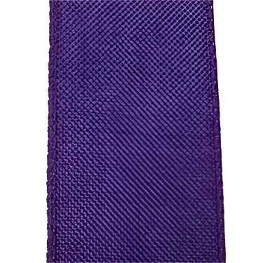 A close-up of a grape-hued textured surface shows a crisscross pattern reminiscent of the intricate weave of the 2.5X50Y Grape Poly Linen Ribbon X314840-48, creating a grid-like appearance.