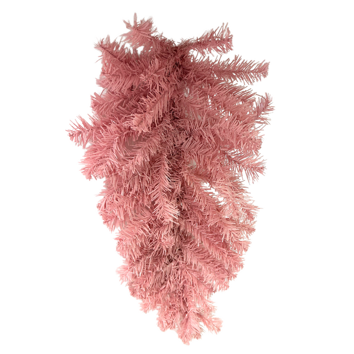 The 24 Pink Halloween Teardrop 82298-PK features soft pink artificial pine branches, artfully arranged for a chic and stylish Halloween decoration.