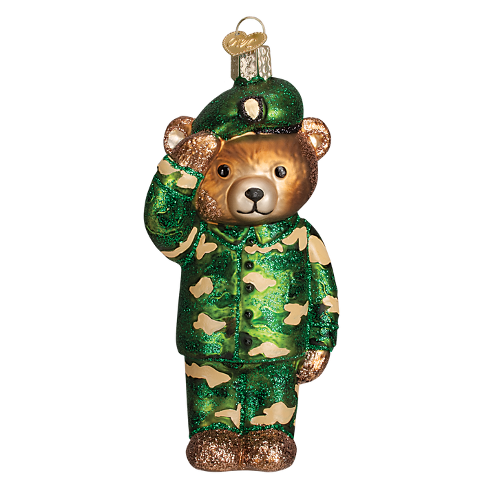 Army Bear Old World Christmas Ornament 12402