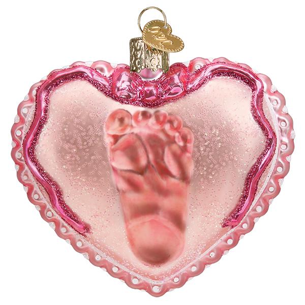 Baby Girl's Footprint Old World Christmas Ornament 30059