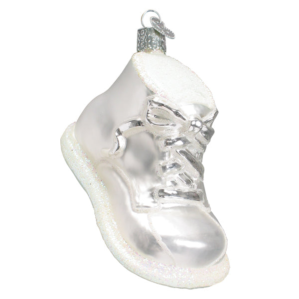 White Baby Shoe Ornament Old World Christmas 32490