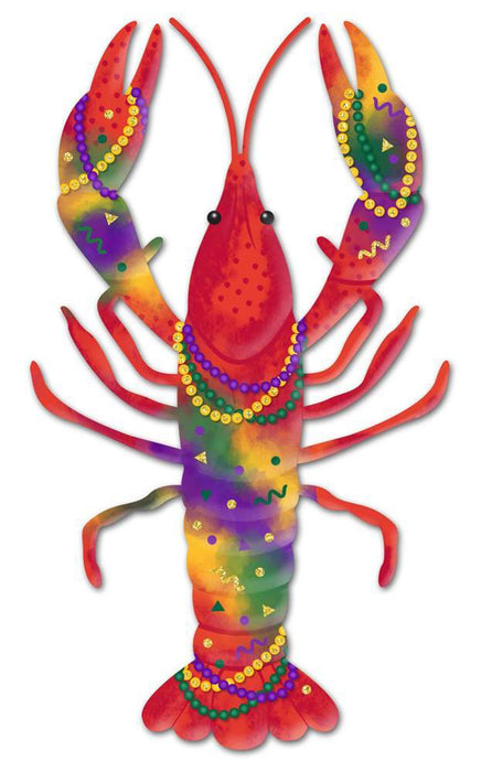 14"Hx8"L Metal Crawfish Shape Sign Mardi Gras MD1067