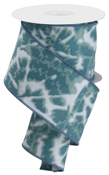 2.5"X10Yd Soft Tie Dye On Diagonal White/Smoke Blue RGE1241H5