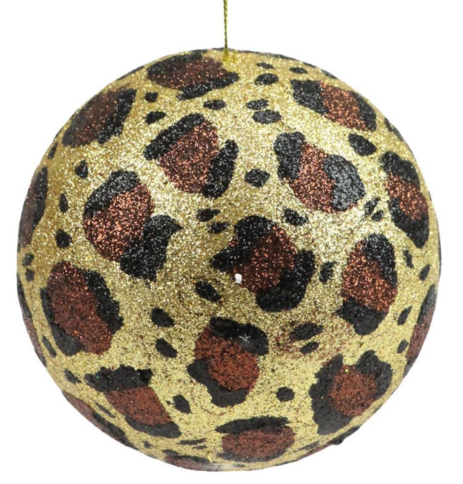 120Mm Glitter Leopard Print Ball Orn Gold/Chocolate/Black XY9462T1