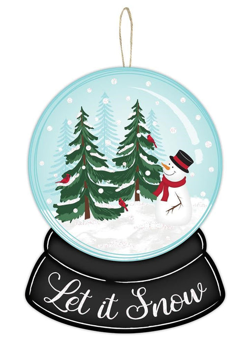 12"H X 9"L Let It Snow Glittr Snow Globe Robins Egg/Black/White/Green AP8912