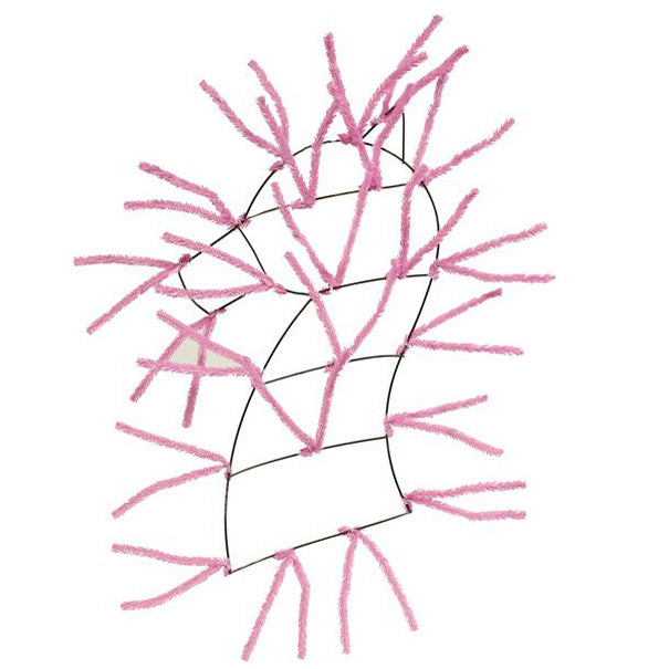 A 22.5" Horse Head Pencil Work Form Pink XX771622 is transformed into a cactus-shaped wire frame, wrapped in fuzzy pipe cleaners to resemble spines, and displayed upright against a white background.
