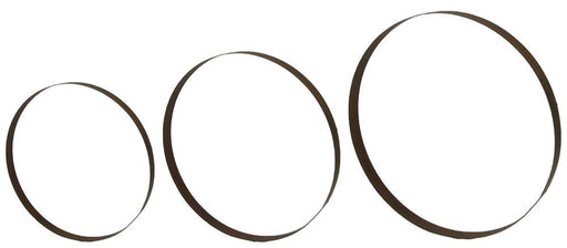 Three antique rust metal wreath rings, S/3 15.75-17.75Dia, are lined up in increasing size from left to right, each forming an open circle against a white background.