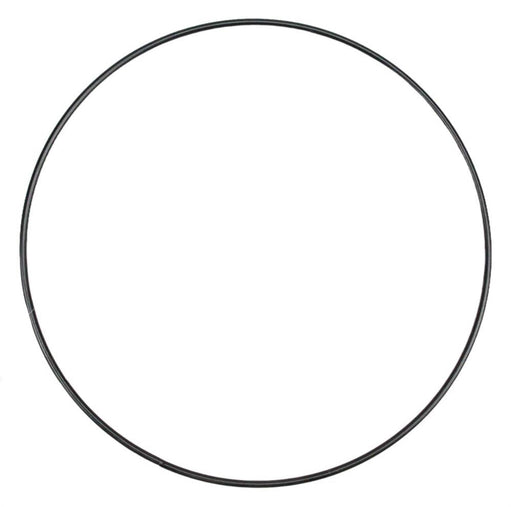 The 12"Dia Wire Ring (5mm) Black MD080902 is a slim black metal hoop, forming a perfect circle against a white background.