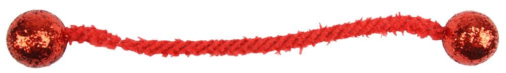 The 12L Tubing Tie/40mm Glitter Ball in red (XX794924) features fuzzy red tubing with a glitter ball on each end, shown against a white background.