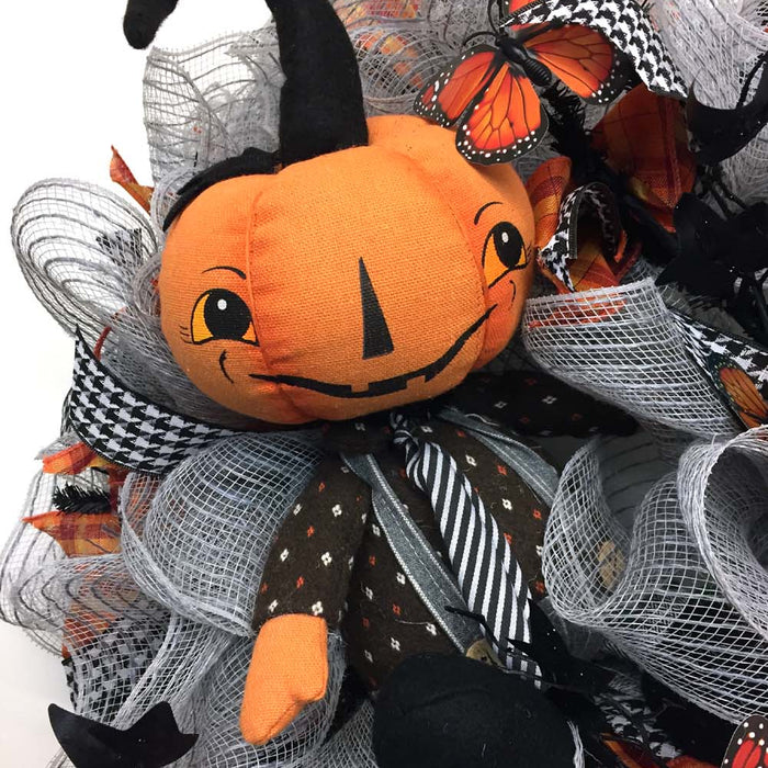 2017 Halloween Wreath with Orange Pumpkin Kids Tutorial