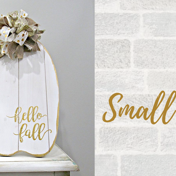 Pumpkin Sign with Hand Tied Funky Bow
