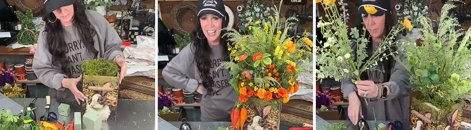 bunny bucket floral arrangement tutorial