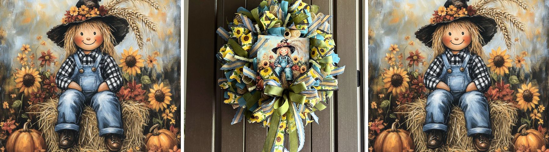 fall mesh wreath tutorial with exclusive Trendy Tree scarecrow sign