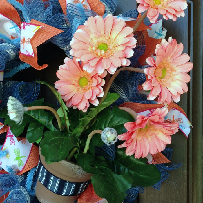 Salmon Gerbera Daisy Wreath Tutorial