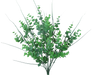 The 18 Green Plastic Eucalyptus Bush 9 Stems (13310GN) features vibrant green eucalyptus branches with round leaves and slender stems, arranged in a fan-like pattern. Its simplicity and freshness are highlighted against a plain white background.