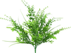 The 19 Green Plastic Mixed Leaf Bush (model 13415GN) features a lifelike mix of green shades, consisting of nine artificial stems with varied leaf shapes and sizes, resembling a small bush against the white backdrop.