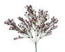 The 14 Purple Plastic Wax Flower Bush (13539PU) features five stems with delicate pink blooms, creating a sparse and airy look against a black background, capturing a light and ethereal essence.
