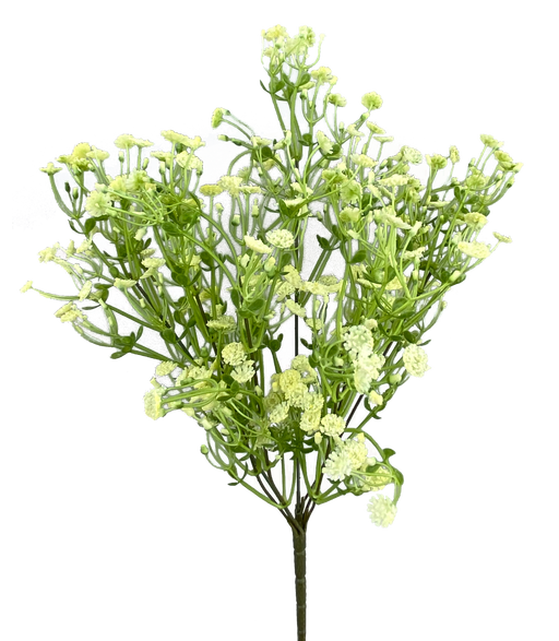A bunch of 19 cream flowers with lush green leaves cluster into a natural bouquet against a black backdrop, featuring subtle accents from the Plastic Filler Bush 7 Stems (13568CM).