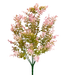 A 20 Pink Plastic Eucalyptus Bush with 7 stems (13583PK) features small, round pink blossoms and green leaves on multiple stems, arranged in a fan shape against a transparent background.