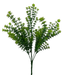 The 20 Green Plastic Bush 7 Stems 13604GN features green stems and small, leafy branches, creating a realistic look against a solid black background.