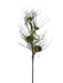 A tall, slender 34 Green and Brown Birds Nest Branch (2140088GB) with small green leaf clusters and round, bowl-like birds nests against a plain white background.
