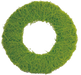 The 18 Green Moss Wreath (29212GN) showcases a shaggy, grass-like texture resembling artificial turf or natural moss on a crisp white background.