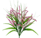The 24 Hot Pink, Pink Foxtail Bush (12 Stems, 30626BTPK) features a lush bouquet of vibrant hot pink artificial wildflowers with long green leaves, arranged in a fan-like display on a white background.