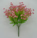 The 15 Green and Pink Mini Flower Bush 32022-GNPK features small pink and white flowers with lush green leaves and stems, elegantly displayed against a plain white background.