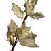 A 27" spray featuring champagne metallic and sugared holly leaves with textured, reflective surfaces and sequins, adorned with berries for an elegant festive look against a plain white background.