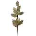 The 27" Champagne Metallic and Sugared Holly Leaves and Berries Spray 32230 features a decorative stem with gold-glittered holly leaves on a brown branch, highlighted by a mix of large and small metallic holly leaves and complemented by a sugared berries spray.