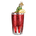The Bloody Mary Old World Christmas Ornament 32269 features a red glittery drink topped with a green frog and lemon slice garnish—an ideal gift for Bloody Mary fans or as a playful hangover cure reminder.