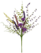 The 18 Daisy Heather Pick Purple (40001-PU) showcases artificial wildflowers with purple blossoms, green leaves, and lavender-like flowers. Its thin, airy elements create a natural, rustic look.