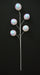 The 27.5 White Sequin Ball Spray 40240-WT features five iridescent mosaic-patterned sequin balls on a decorative white stem, arranged like flower buds for a striking accent against a black background.