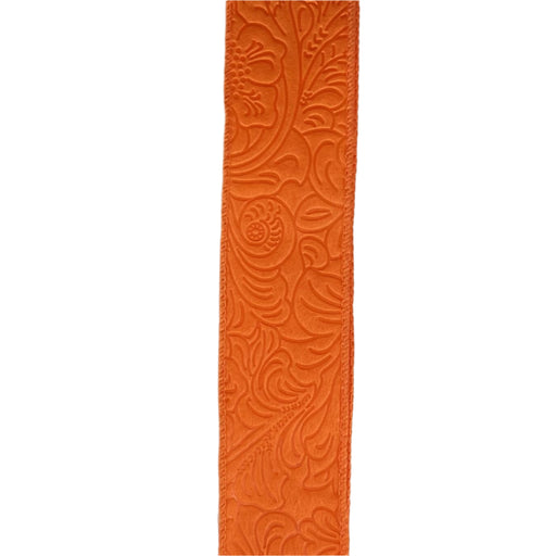 1.5"X10Y (42466-09-19) Orange Flower Embossed Ribbon 984209-19