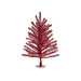 An 18" Red Tinsel Tree (Product Code: 4315618) stands against a plain white background, showcasing its small size, metallic red finish, and minimalist design. The branches are sparsely arranged for a festive and modern appearance.