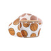 The 2.5 Glitter Basketballs on White Ribbon (4419W-029-63E), measuring 10 yards, features a vibrant glitter basketball pattern that can be elegantly looped to highlight multiple basketballs.