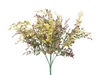 The 18 Plastic Grassy Bush with 7 stems in yellow and brown (56417YWBN) features colorful foliage and is pictured against a plain gray background.