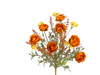 Against a plain white background, the vibrant 21 Orange Ranunculus Filler Bush (56880OR) features orange and yellow flowers, with lush green leaves completing this exquisite display.