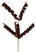 The 16 Chocolate Frizzy Curly Pick with 5 Stems (57063CHO) features five spiral, fuzzy brown stems branching from a brown stick, resembling curly ribbons or coiled caterpillars against a black background.