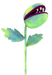A 23 x 5 green carnivorous plant stem (57085GN) featuring a thick stem, large leaves, and a round head with an open mouth lined with sharp white teeth.